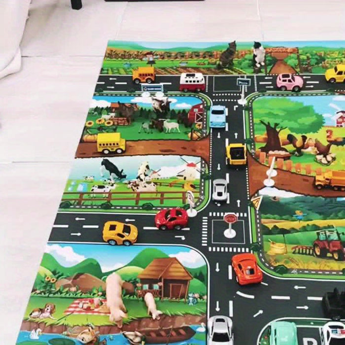 Interactive Play Mat for Kids – Colorful Farm and Traffic Design