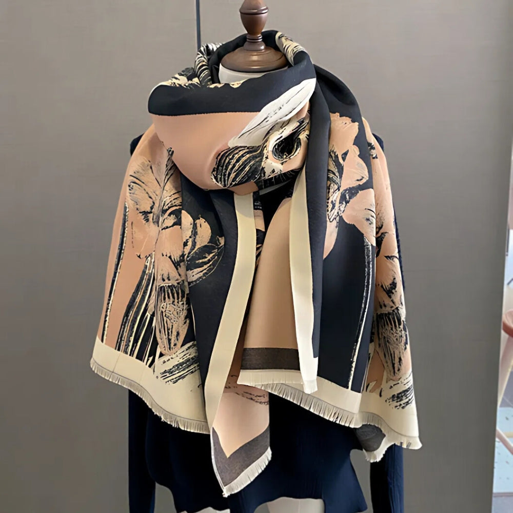 Iris Floral Woven Shawl Scarf