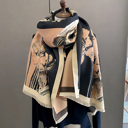 Iris Floral Woven Shawl Scarf