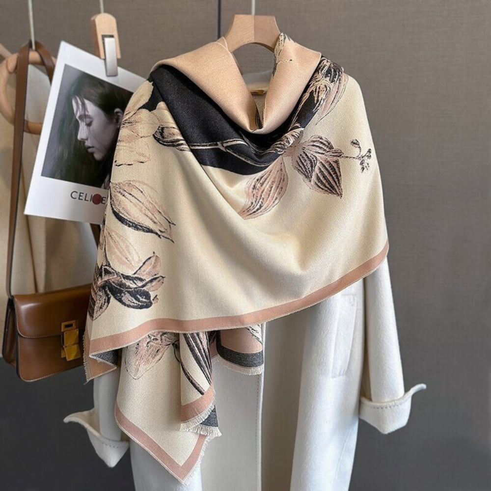 Iris Floral Woven Shawl Scarf