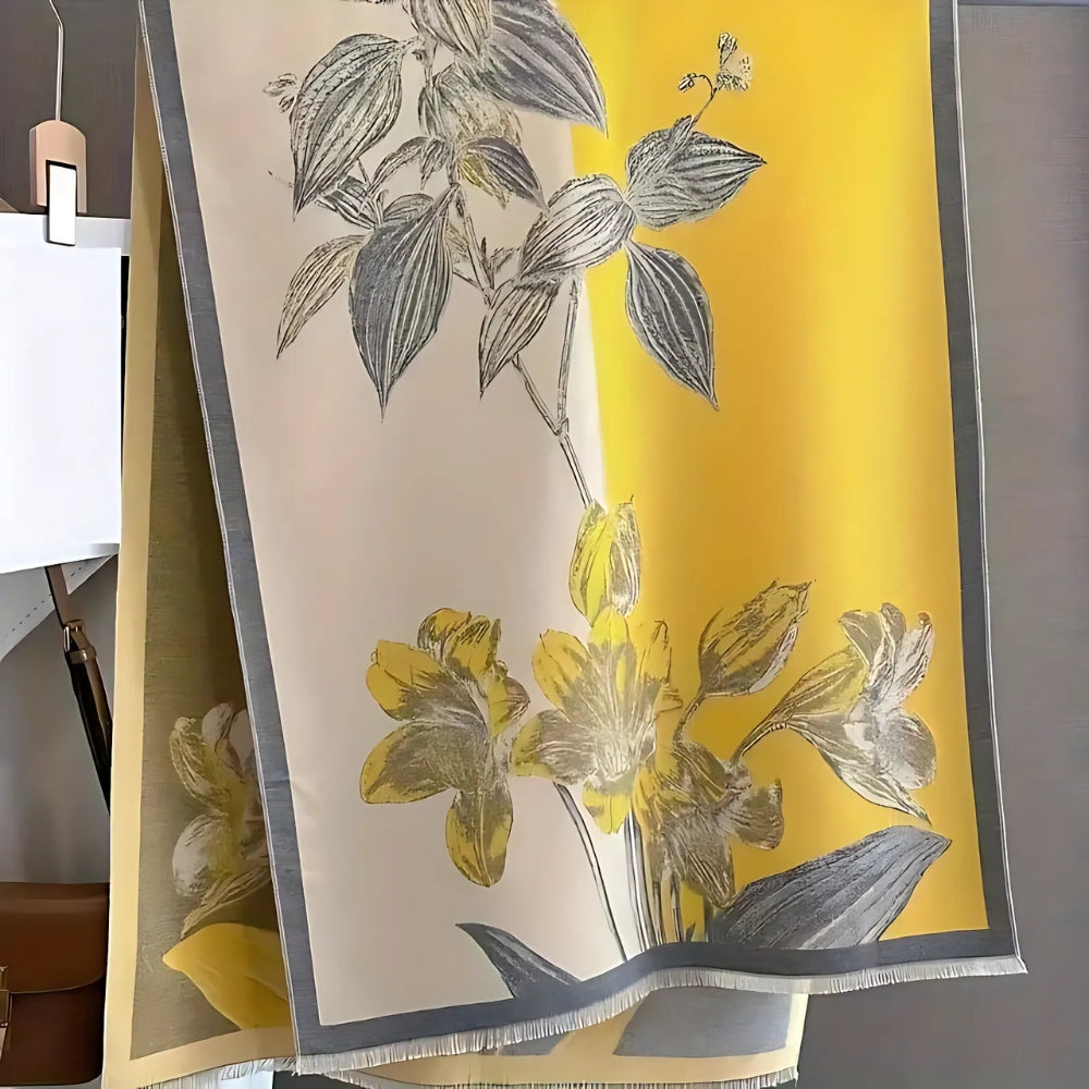 Iris Floral Woven Shawl Scarf