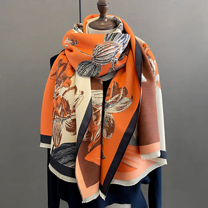 Iris Floral Woven Shawl Scarf
