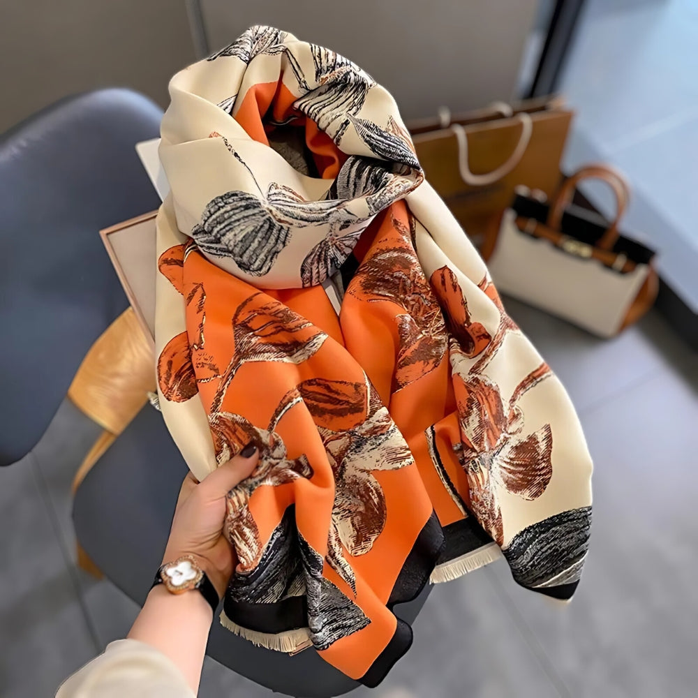 Iris Floral Woven Shawl Scarf