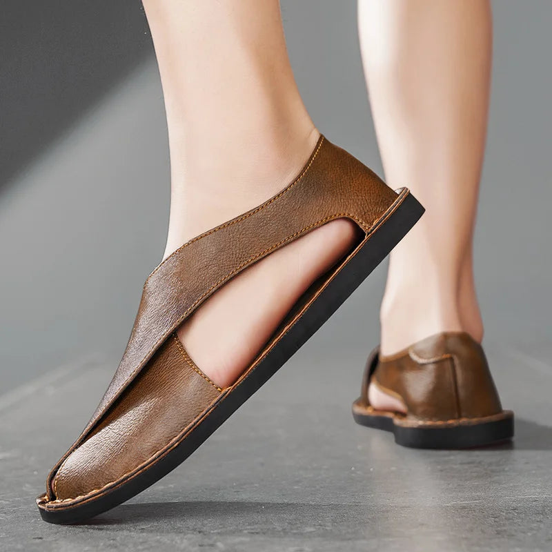 Italian Calfskin Leather Sandals: All-Day Comfort & Style
