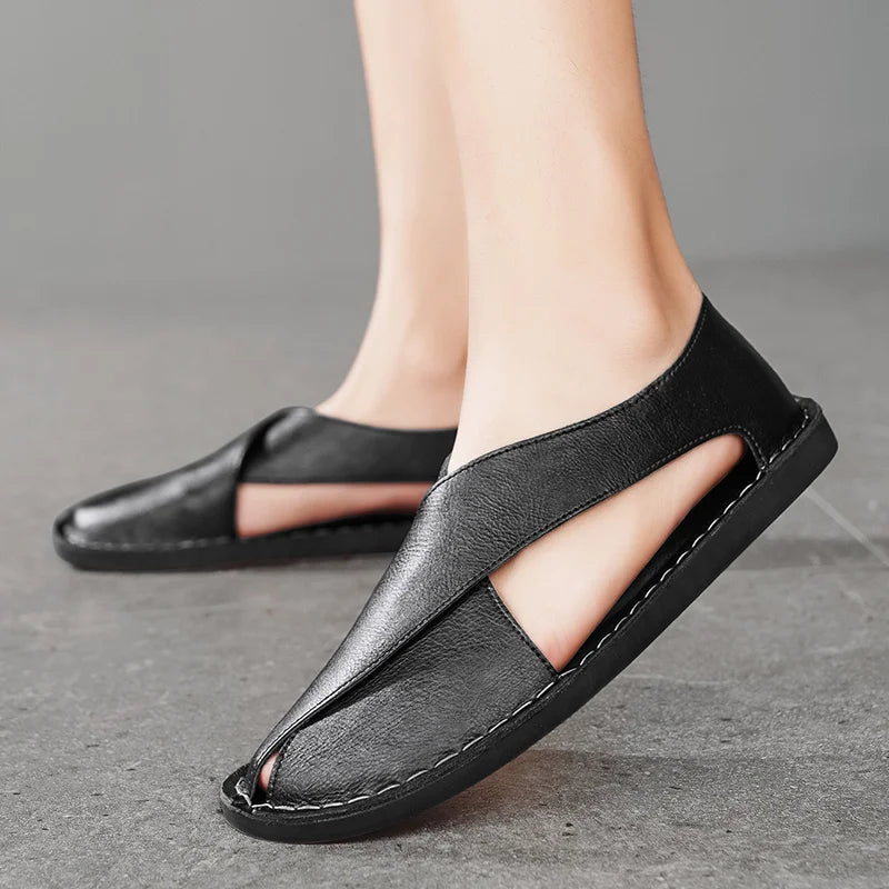 Italian Calfskin Leather Sandals: All-Day Comfort & Style