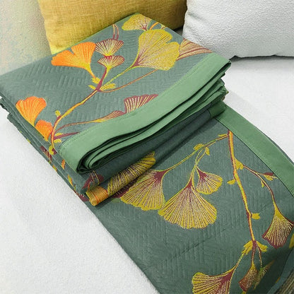 Jacquard Ginkgo Leaf Coverlet - Reversible