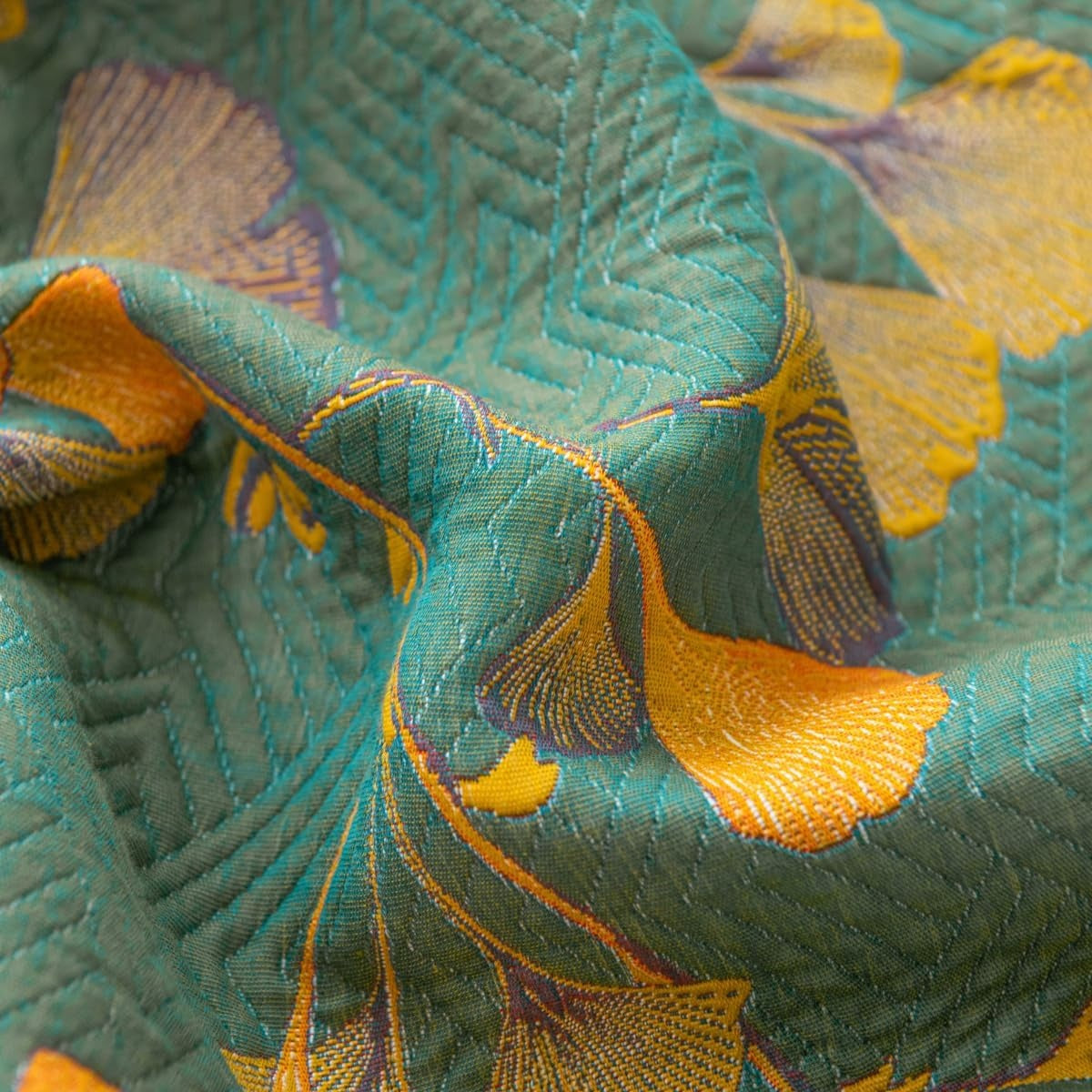 Jacquard Ginkgo Leaf Coverlet - Reversible