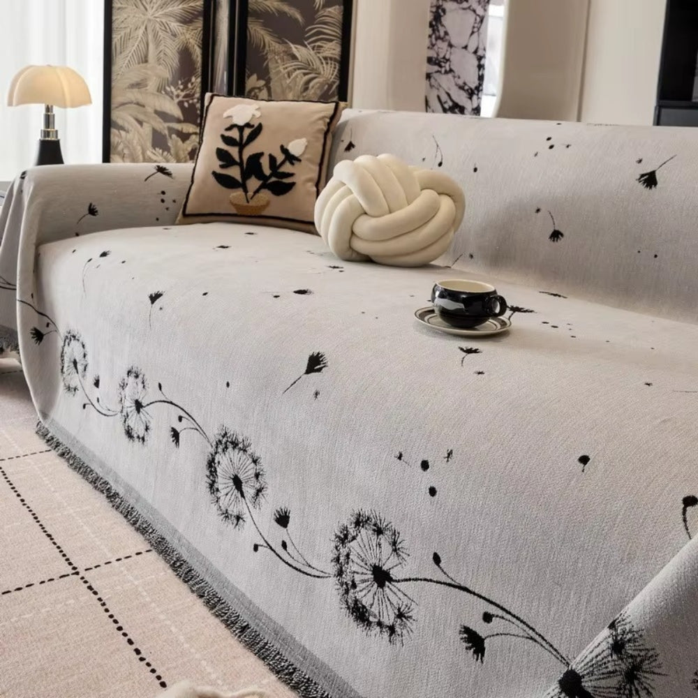 Japandi Dandelion Throw Blanket for Sofas