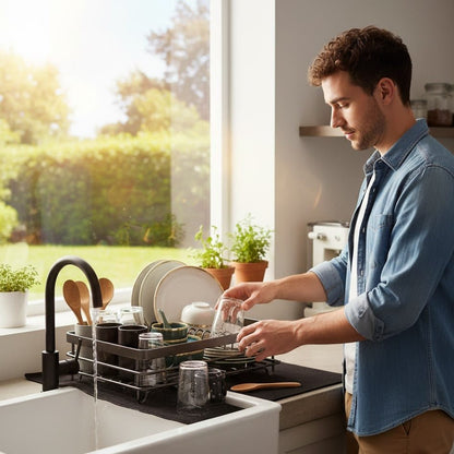 KITCHENFORM | Foldable Stainless Steel Dish Rack for Compact Kitchens