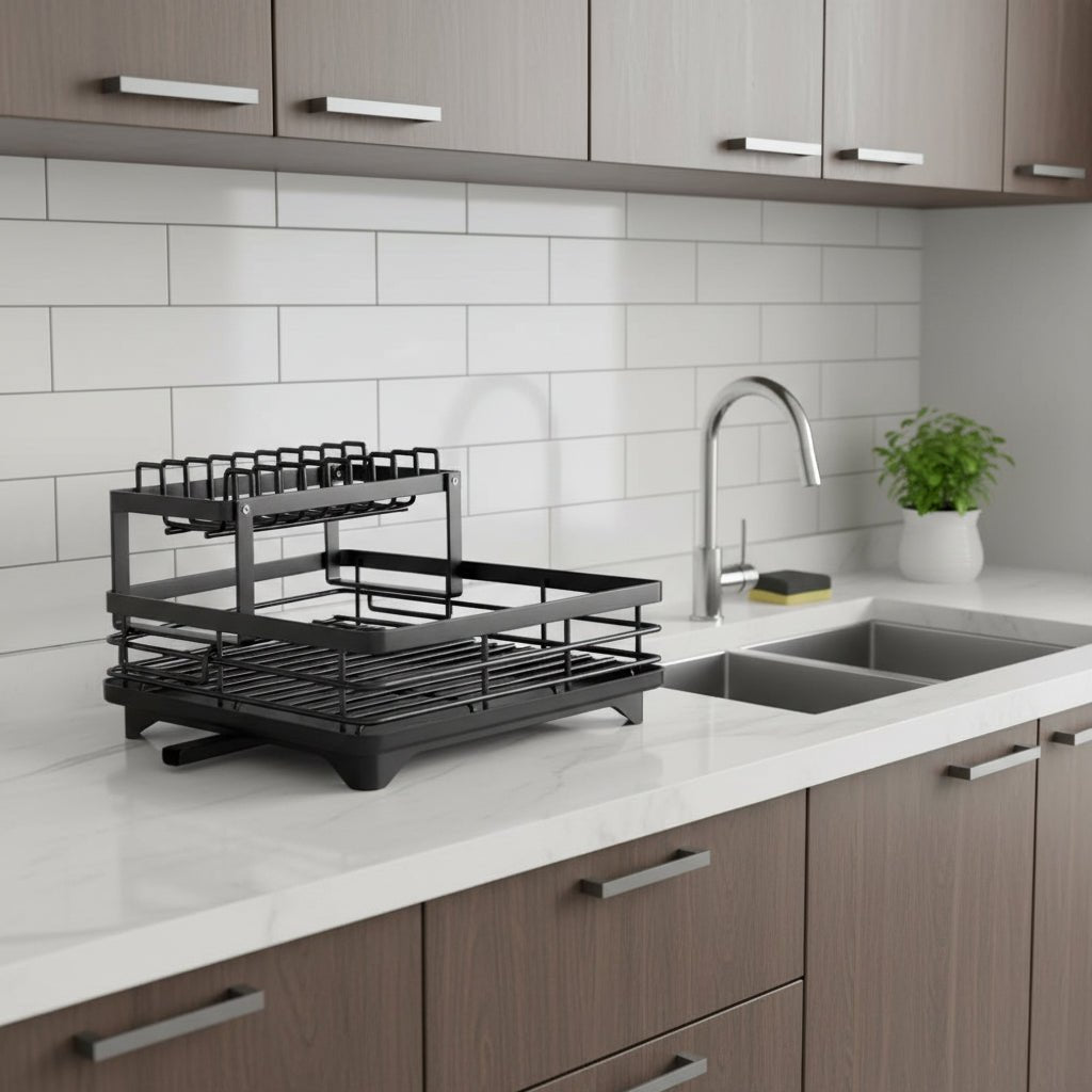 KITCHENFORM | Foldable Stainless Steel Dish Rack for Compact Kitchens