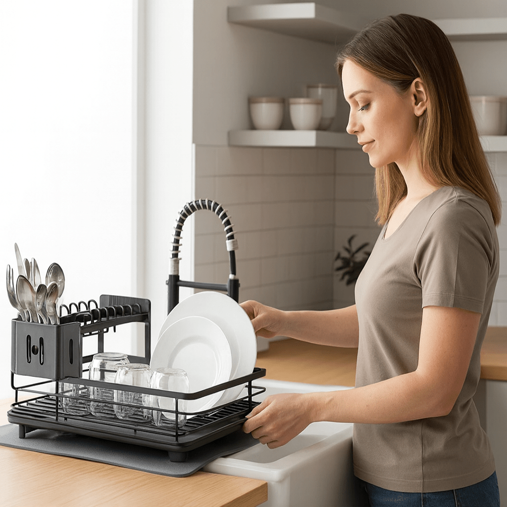 KITCHENFORM | Foldable Stainless Steel Dish Rack for Compact Kitchens