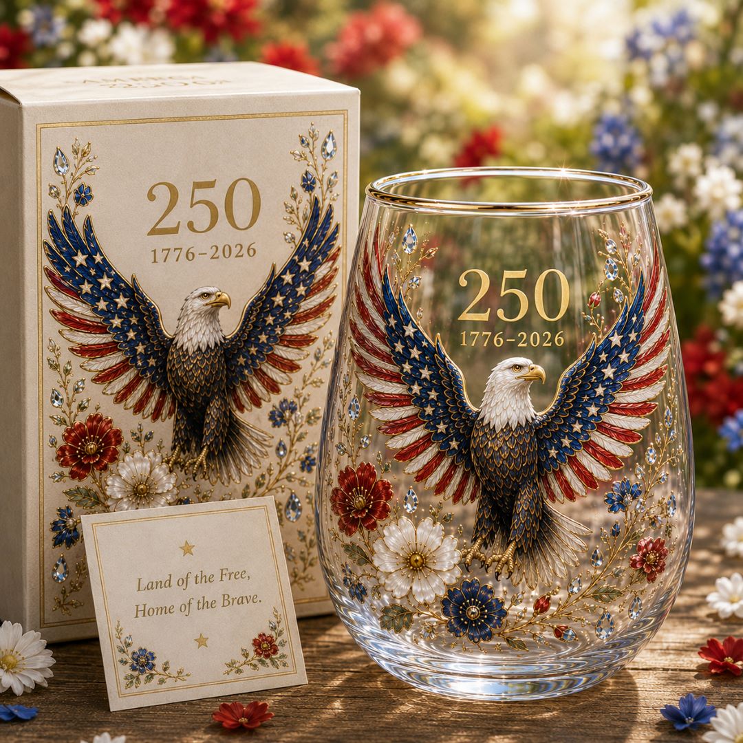 Patriotic Eagle 250th Anniversary-Inspired Glass Tumbler