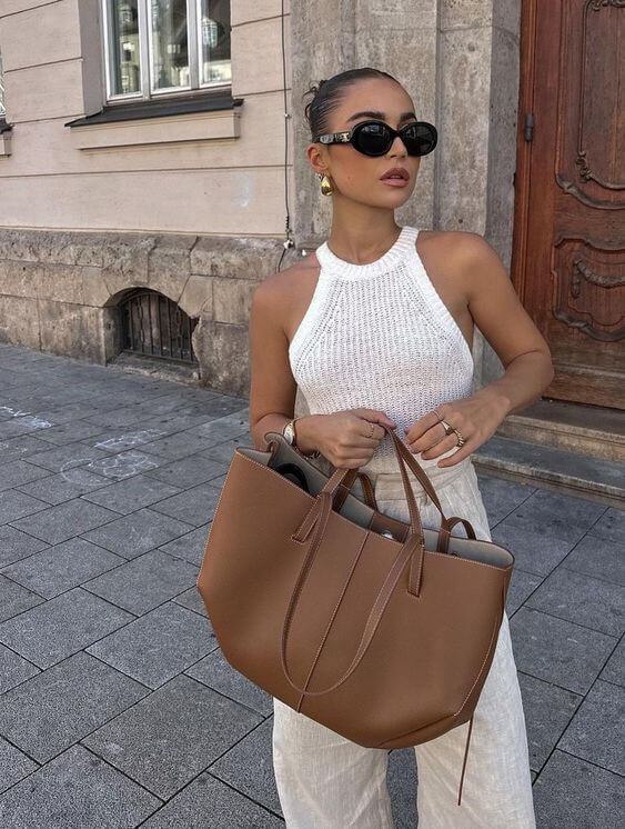 Large Format Tote Bag for Women with 2 Handles + Removable Shoulder Strap