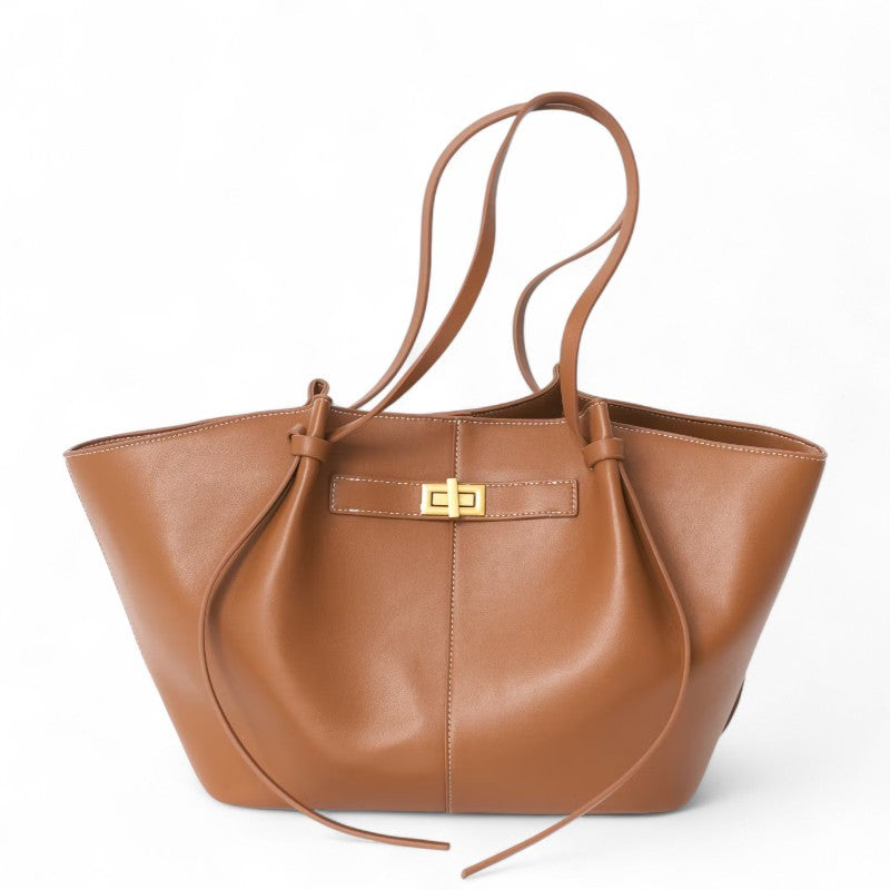 Large Lyra PU Leather Handbag in Black