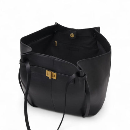 Large Lyra PU Leather Handbag in Black