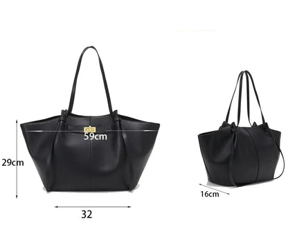 Large Lyra PU Leather Handbag in Black