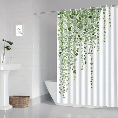 Cascading Vine Leaf Pattern Shower Curtain