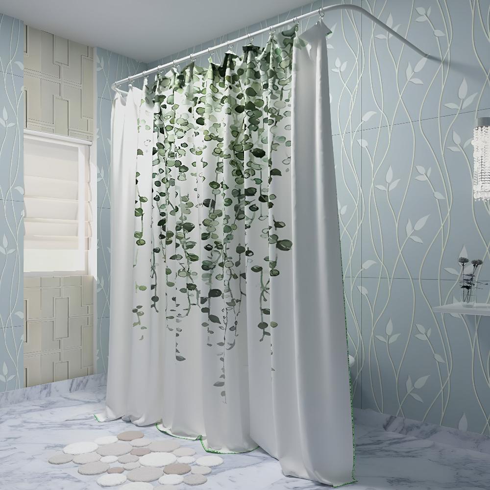 Cascading Vine Leaf Pattern Shower Curtain