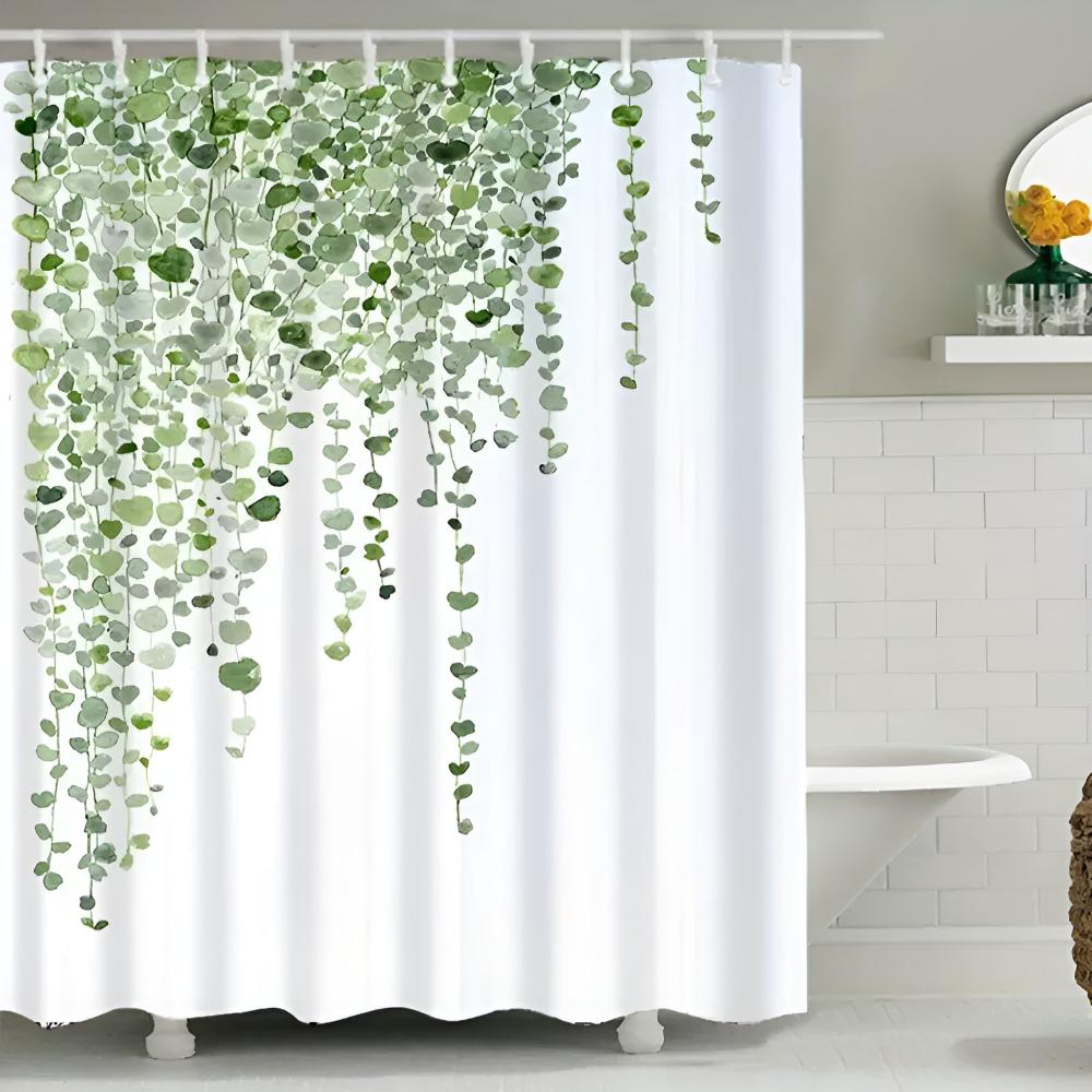 Cascading Vine Leaf Pattern Shower Curtain