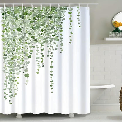 Cascading Vine Leaf Pattern Shower Curtain