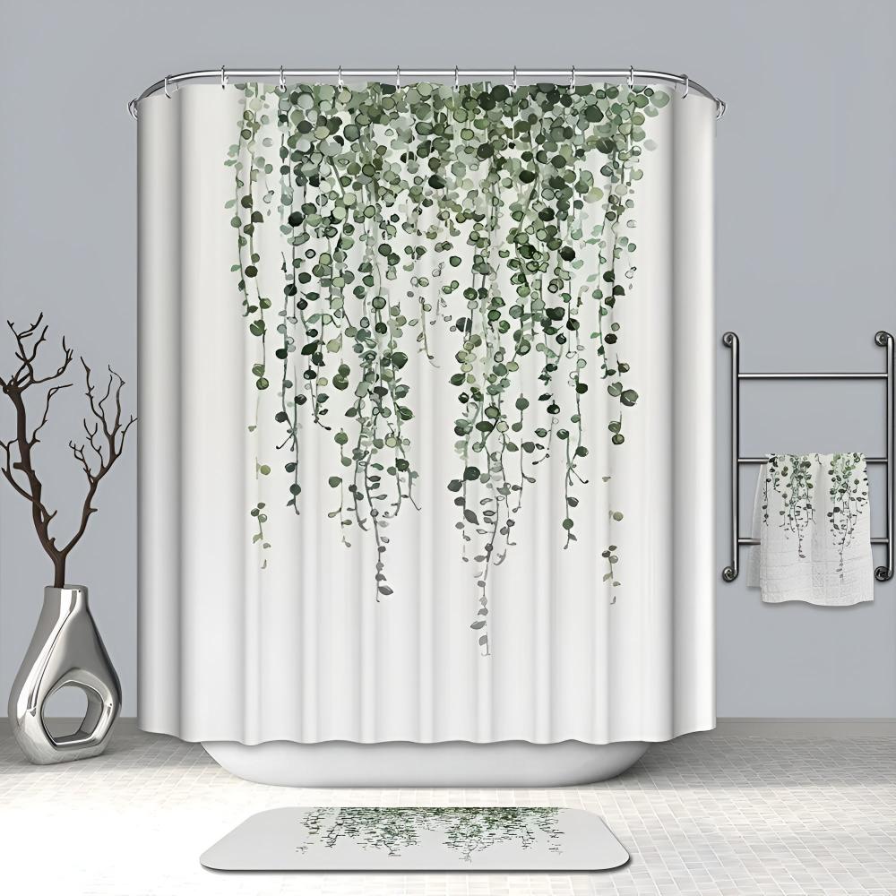 Cascading Vine Leaf Pattern Shower Curtain
