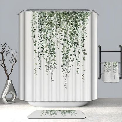 Cascading Vine Leaf Pattern Shower Curtain