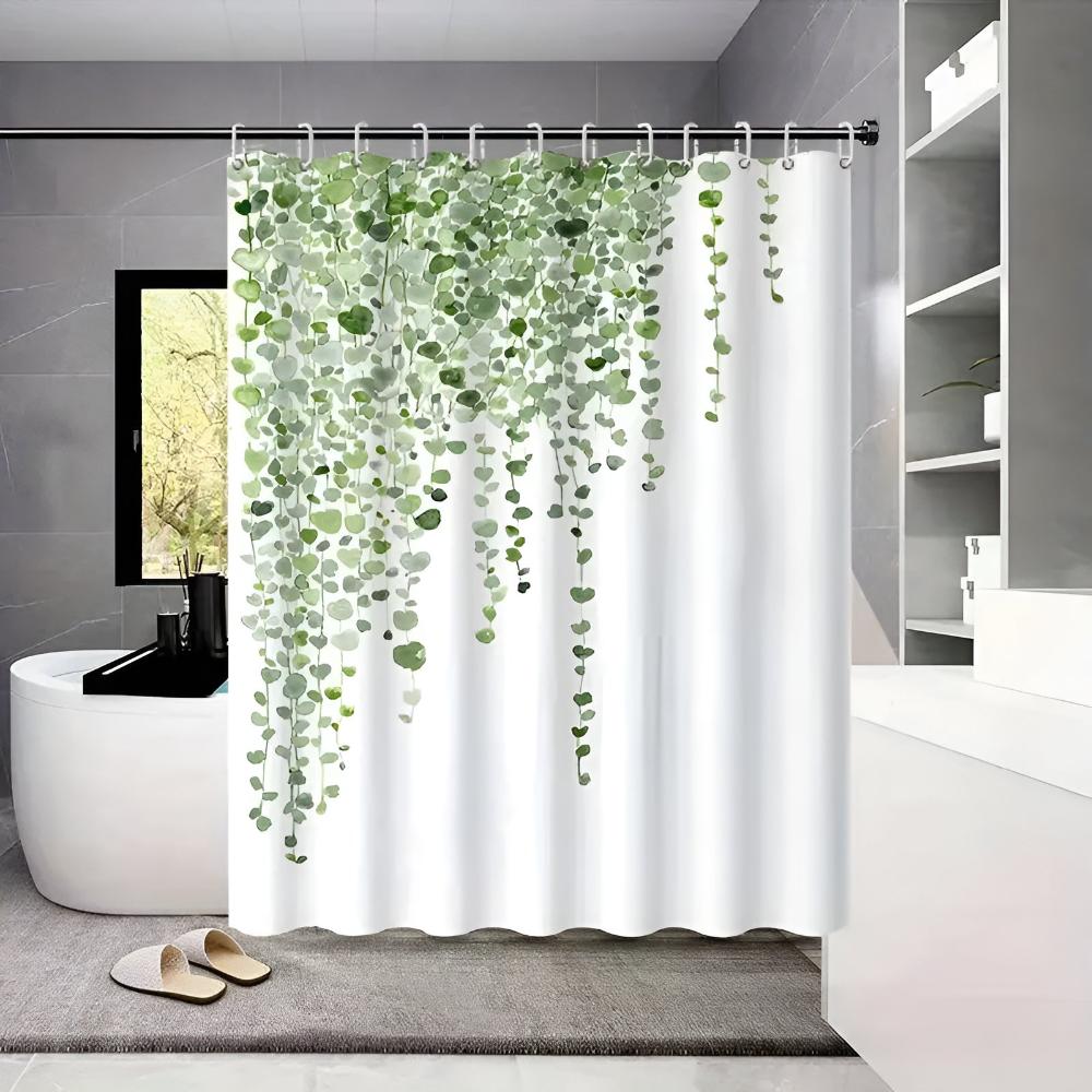 Cascading Vine Leaf Pattern Shower Curtain
