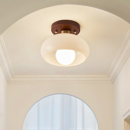 LED Ceiling Lamp Bauhaus Cream with Glass Shade for Living Room and Bedroom - Modern Design, Soft Light