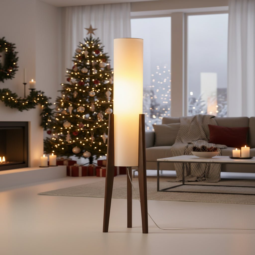 LIGNELUX – Walnut wood floor lamp with dimmable LED light