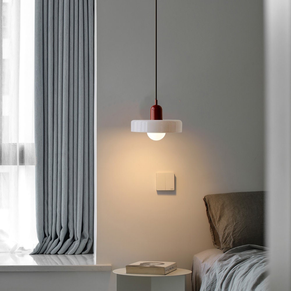 Liora Bauhaus Colored Glass Pendant Light With Adjustable Height
