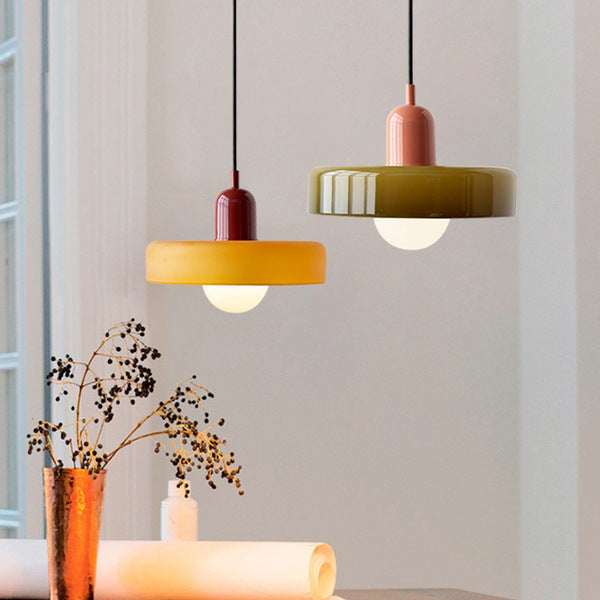 Liora Bauhaus Colored Glass Pendant Light With Adjustable Height