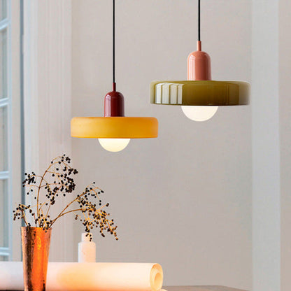 Liora Bauhaus Colored Glass Pendant Light With Adjustable Height