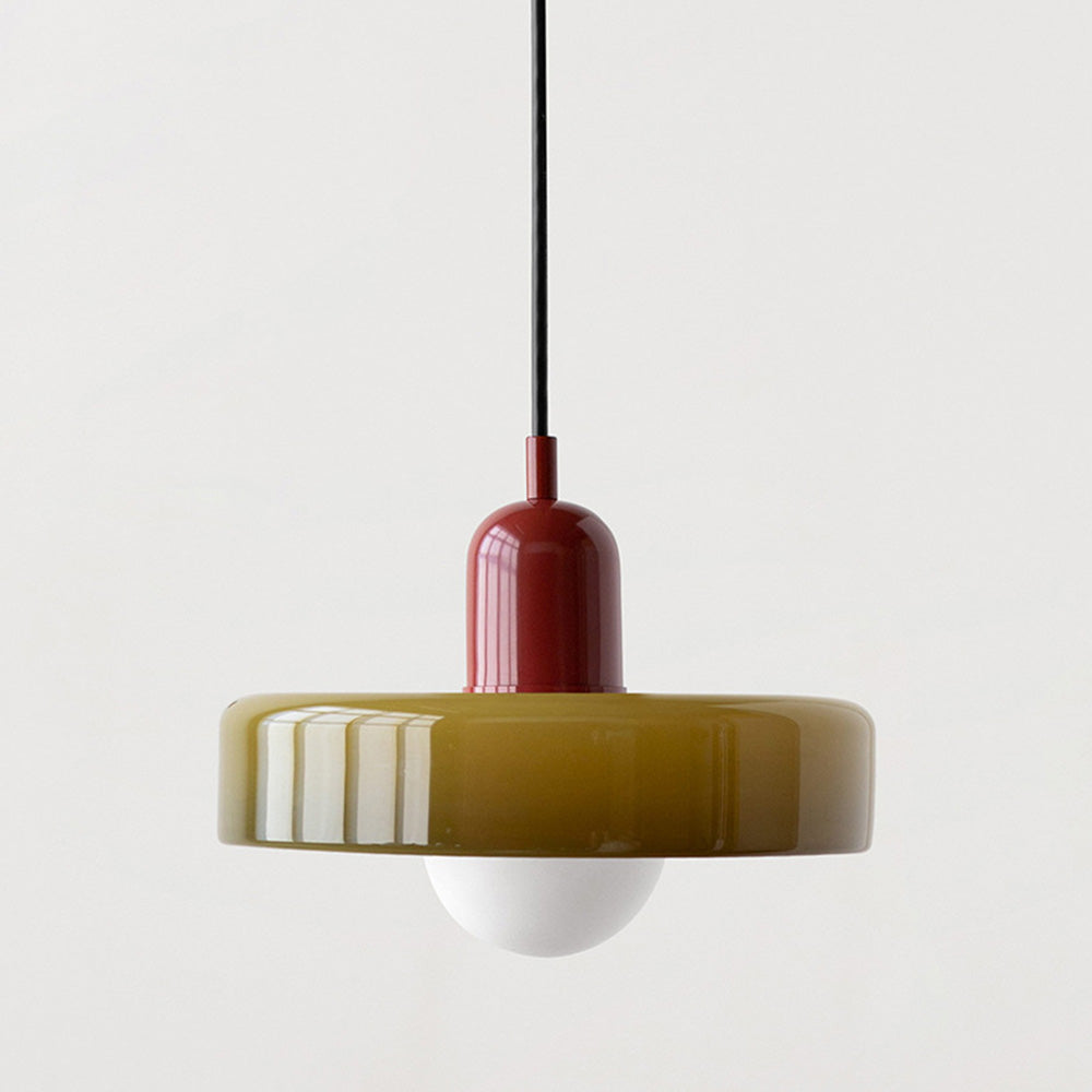 Liora Bauhaus Colored Glass Pendant Light With Adjustable Height