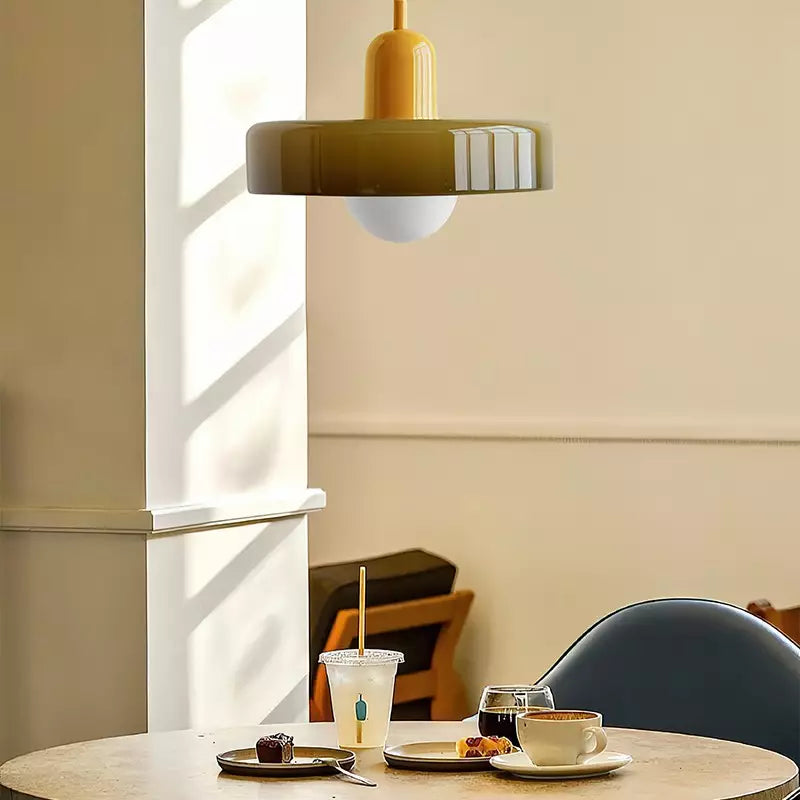 Liora Bauhaus Colored Glass Pendant Light With Adjustable Height