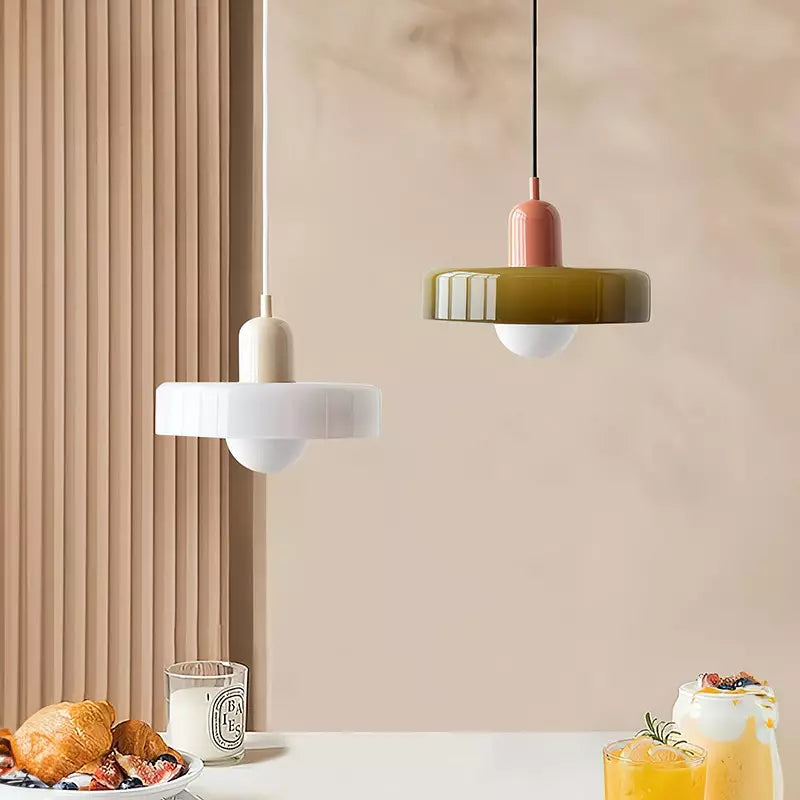 Liora Bauhaus Colored Glass Pendant Light With Adjustable Height