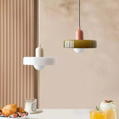 Liora Bauhaus Colored Glass Pendant Light With Adjustable Height