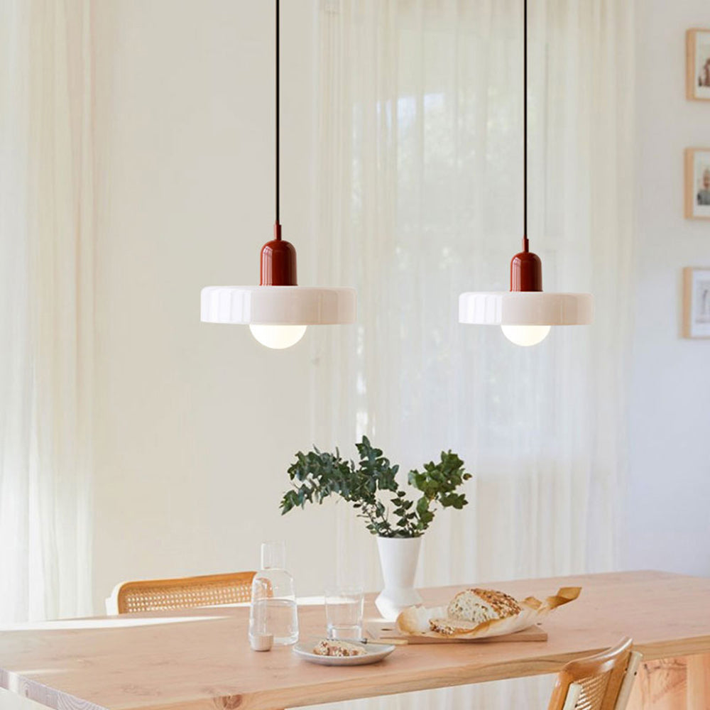 Liora Bauhaus Colored Glass Pendant Light With Adjustable Height