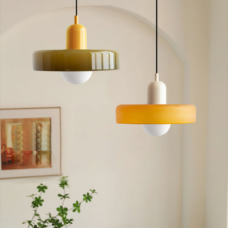 Liora Bauhaus Colored Glass Pendant Light With Adjustable Height