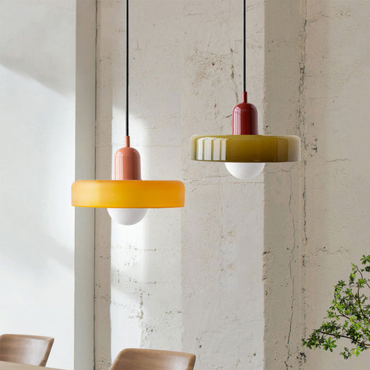 Liora Bauhaus Colored Glass Pendant Light With Adjustable Height