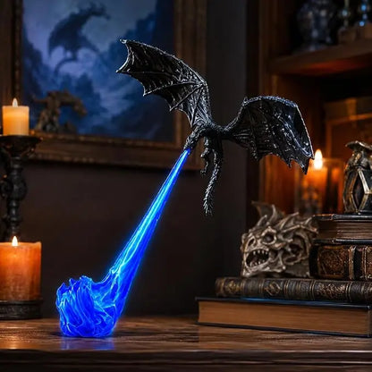 Dragon Flame Book Nook with Light | 3D Printed Mystical Dragon Bookshelf Decor