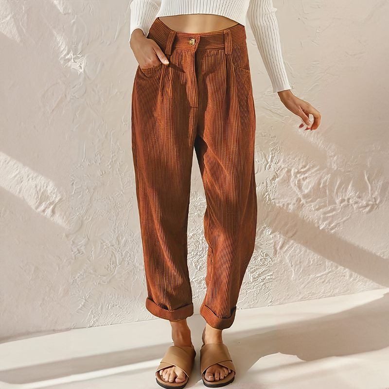 Lola - High-waisted Corduroy Pants