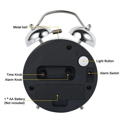 LOUDLUX – Extra loud retro double bell alarm clock for heavy sleepers