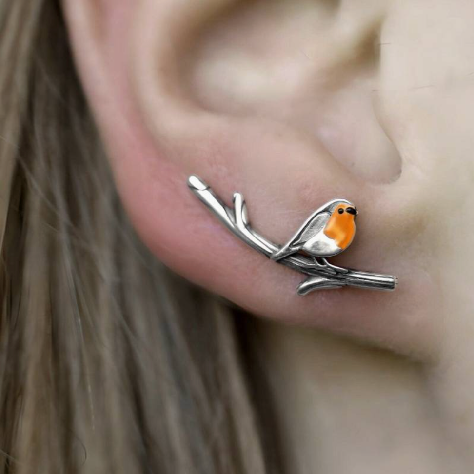 LuckFeather | Sterling Silver Robin Bird Earrings