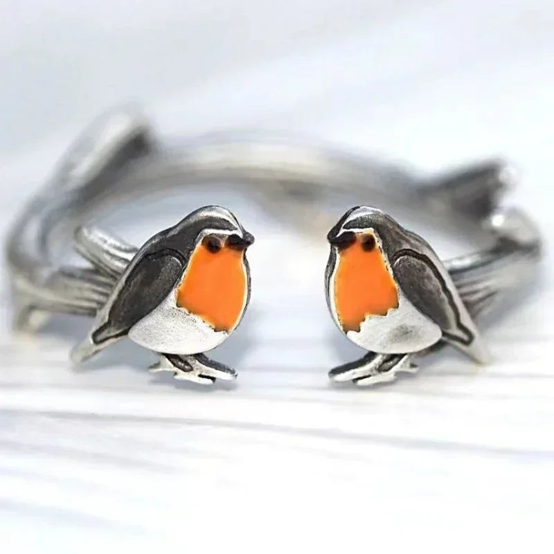 LuckFeather | Sterling Silver Robin Bird Earrings