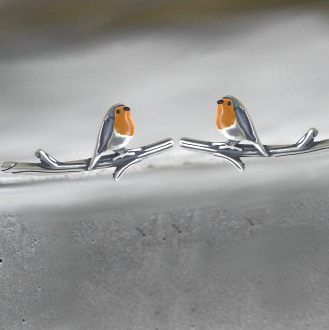 LuckFeather | Sterling Silver Robin Bird Earrings