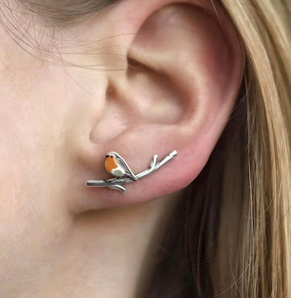 LuckFeather | Sterling Silver Robin Bird Earrings