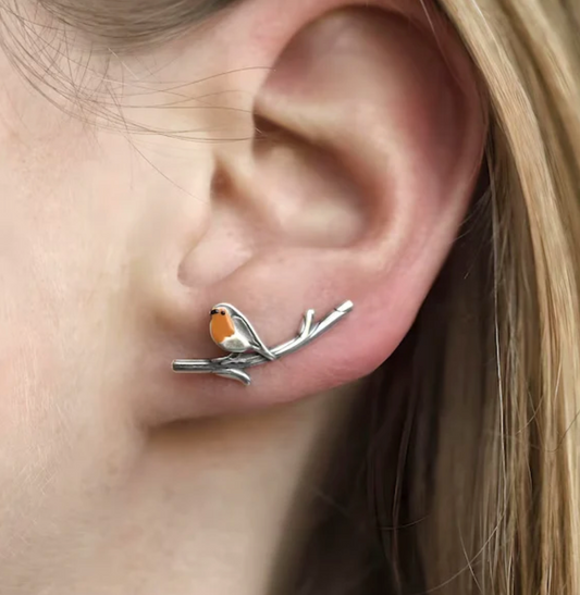 LuckFeather | Sterling Silver Robin Bird Earrings