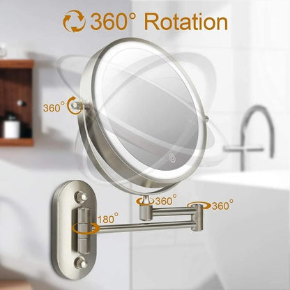 Luminex Chrome LED Magnifying Vanity Mirror Rechargeable