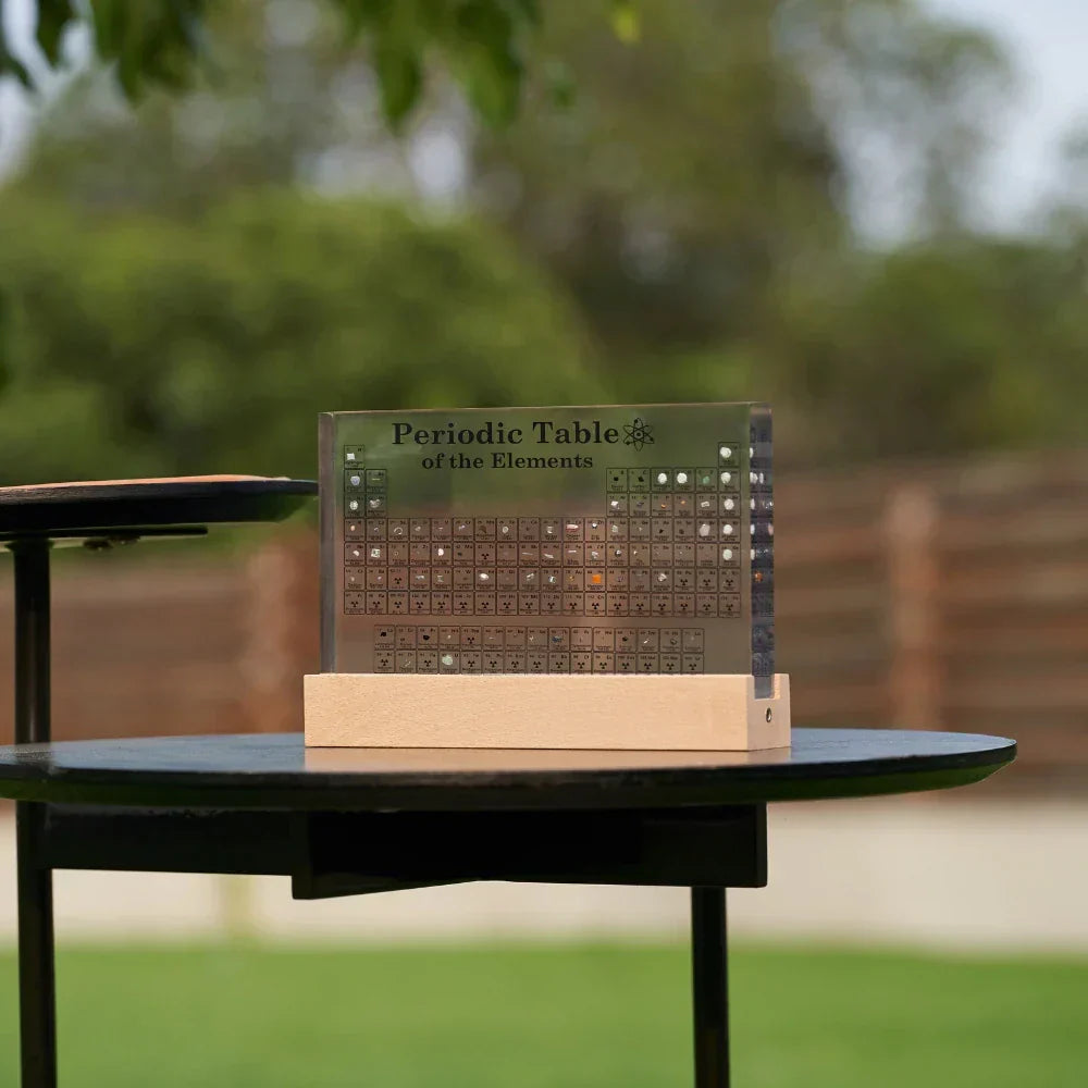 Illuminated Periodic Table with Real Elements