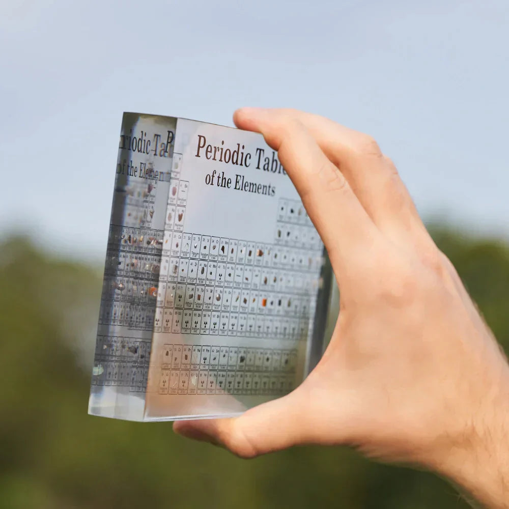 Illuminated Periodic Table with Real Elements